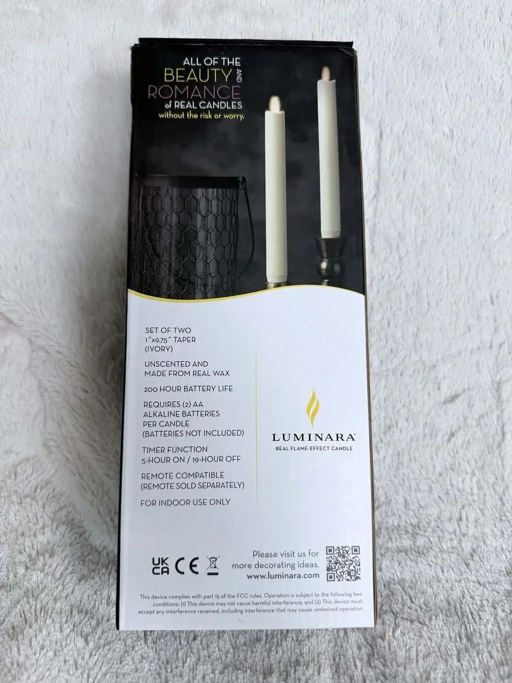 Luminara 2-Pack Flameless LED Taper Candle Flicker Lights Battery Operated Ivory